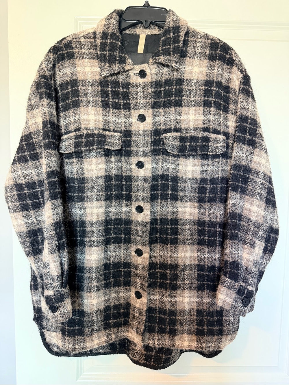 Banana Republic Oversized Bouclé Plaid Shacket Shirt Jacket — Women's Size M